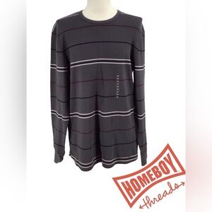 Gray Long Sleeve Tee with Modern Stripes